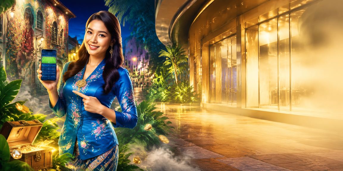 Pengguna menggunakan aplikasi 66000 dengan pakaian baju kurung